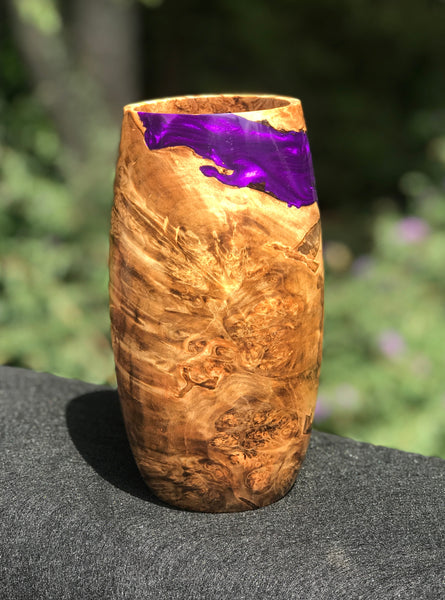 Maple Burl Vase with Colored Resin