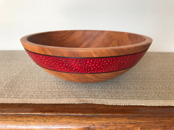 Cherry Bowl with Stippled and Dyed Band