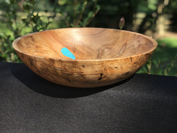 Ambrosia Maple Bowl with Turquoise Inlay