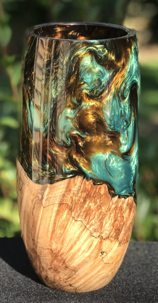 Maple Burl and Resin Vase