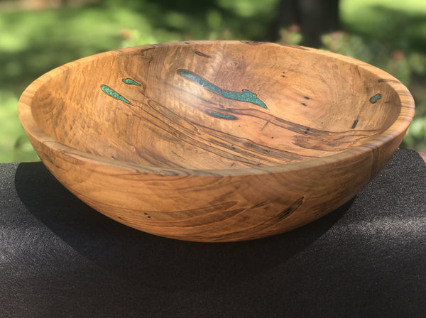 Ambrosia Maple Bowl with Malachite Inlays